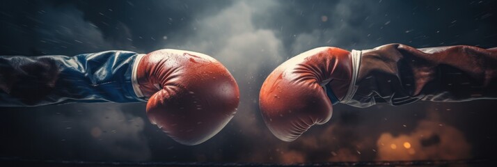 Combat boxing gloves. The concept of skill and determination. Generative AI