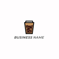 design logo creative coffe and flower