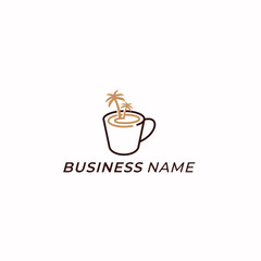 design logo coffe and palm tree