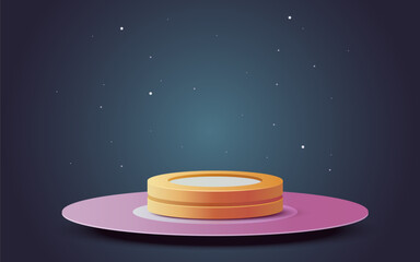 Scene mega sale, shopping podium banner, stars night pedestal. Vector illustration