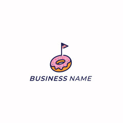 design logo playfull donuts cream and flag american