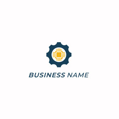 design logo creative gear and chip