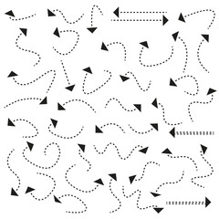 Collection of bright bidirectional arrows. Gradient multicolored arrows on white background. Vector cartoon illustration.