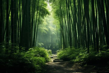 Fototapeta na wymiar Dense Bamboo Forest, Generative AI