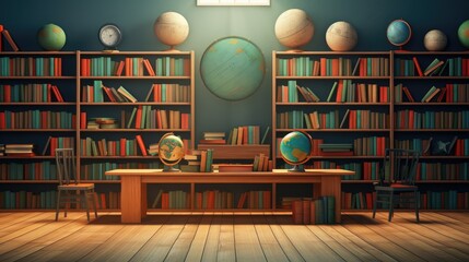 nostalgic library background to commemorate Back to School