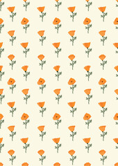 Seamless pattern with poppy flowers background.Eps 10 vector.