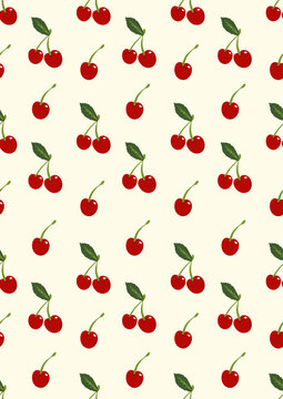 Seamless pattern with cherry Eps 10 vector.