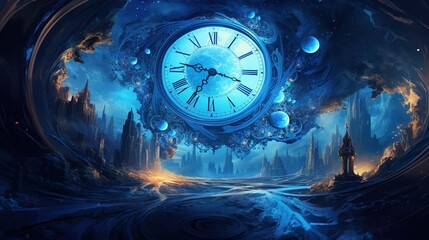 Time travel concept. Time travel clock.AI generated	
 © Daria17