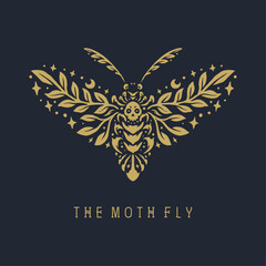 The moth fly skull butterfly with elegant classy vintage style illustration