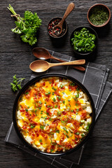 chicken bake in creamy sauce with cheese, bacon