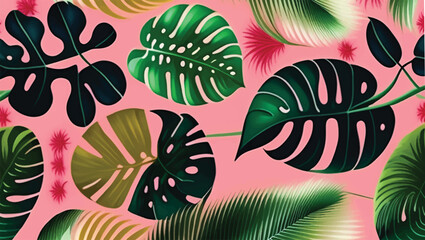  trendy creative cards with cut paper, floral exotic tropical elements, palm leaves,AI GENERATE
