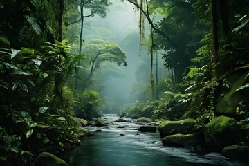 Lush Green Rainforest, Generative AI