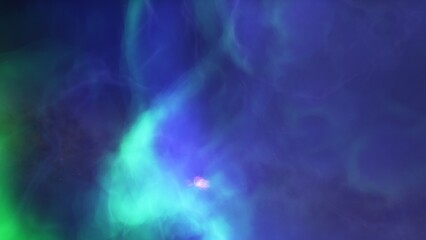 Cosmic background with a blue purple nebula and stars
