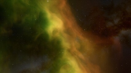 nebula gas cloud in deep outer space, science fiction illustration, colorful space background with stars 3d render
