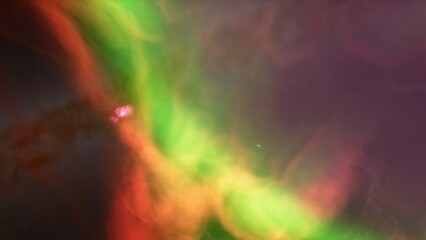 nebula gas cloud in deep outer space, science fiction illustration, colorful space background with stars 3d render
