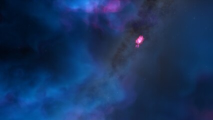 Space background with realistic nebula and shining stars. Colorful cosmos with stardust and milky way. Magic color galaxy. Infinite universe and starry night. 3d render
