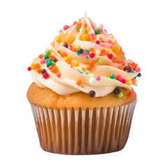 cupcake with icing isolated on transparent background cutout
