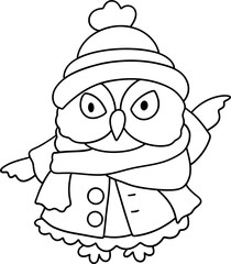 Cute Christmas Owl, Autumn or Fall Animal, illustration