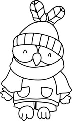 Cute Christmas Owl, Autumn or Fall Animal, illustration