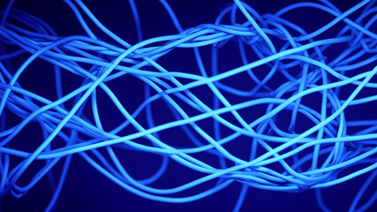Bundle of blue wires.