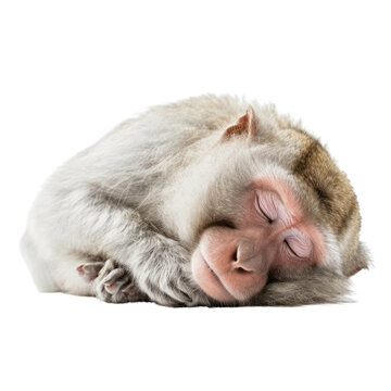 sleep monkey isolated on transparent background cutout