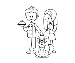 cute chef family illustration 