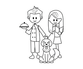 cute chef family illustration 