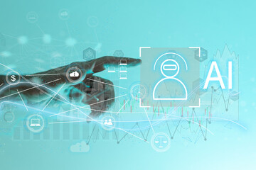 Artificial intelligence AI think about prompt (command) entered by AI user. Artificial intelligence...