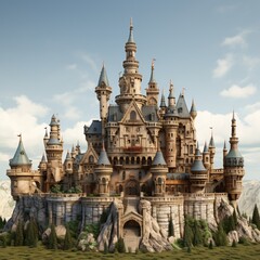 Fototapeta na wymiar 3D Old Castle: Collection of Enchanting