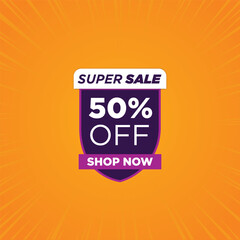 Super sale 50% off social media multipurpose sale banner design background template