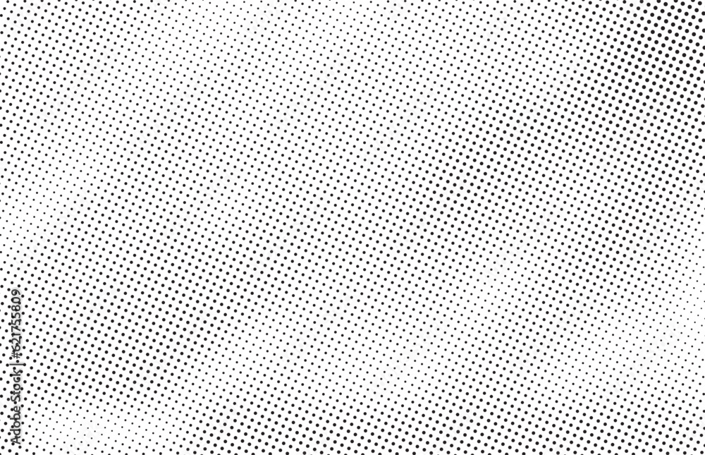 Aufkleber Black and White Dots, Halftone effect. Gradient background. Grunge halftone dots vector texture background. Dotted design element as background. 