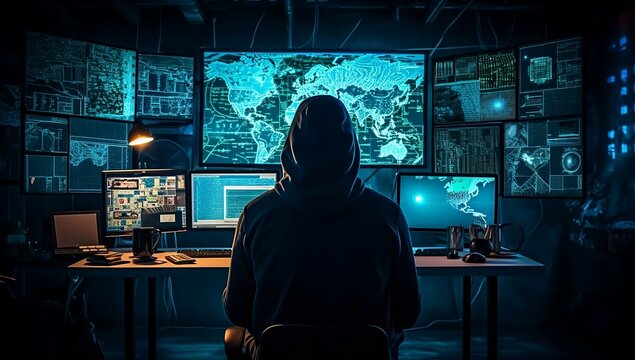 Hacker working on cybersecurity