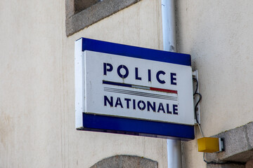 police nationale sign text and logo office French national police in town center France