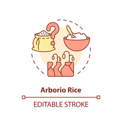 Editable arborio rice icon representing heatflation concept, isolated vector, global warming impact thin line illustration.