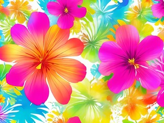 Flores tropicales de vector fluido colorido