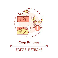 Editable crop failures icon representing heatflation concept, isolated vector, global warming impact linear illustration.