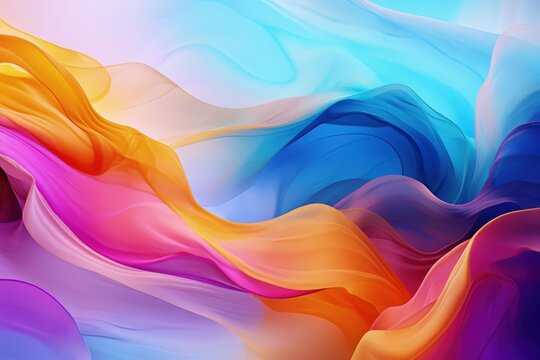  Trendy abstract colorful banner, curvy lines. Banner with colorful waves. Made with Generative AI © Arlessa