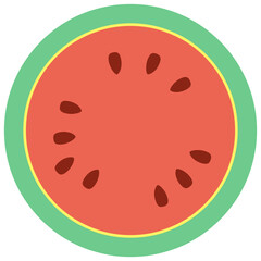 Simple Red and Green Watermelon Slice Isolated On White Background. Simple Object for Print, Design, Web and App.