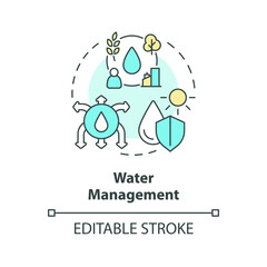 Editable water management icon representing heatflation concept, isolated vector, global warming solutions linear illustration.