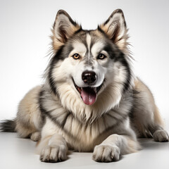 An Alaskan Malamute (Canis lupus familiaris) with dichromatic eyes.