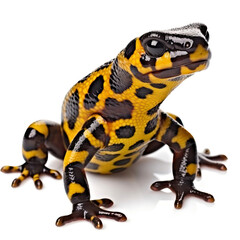 A vibrant Fire Salamander (Salamandra salamandra) in a striking pose.