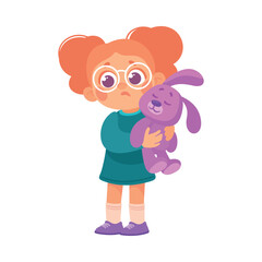 Bullied Girl with Toy Suffering from Mockery and Sneer Vector Illustration