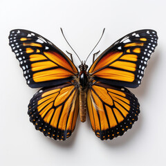 Fototapeta premium A resting Monarch Butterfly (Danaus plexippus) top-down view.