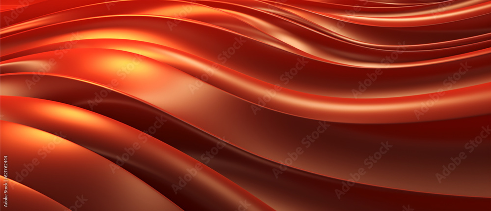 Wall mural shiny orange wave abstract background, generative ai