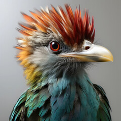 Fototapeta premium A striking closeup shot of a Quetzal (Pharomachrus) capturing its high detail feathers and magnificent green color.