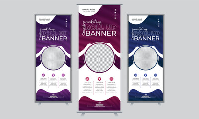 Trendy business roll up banner design and corporate business banner design