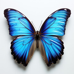A Blue Morpho Butterfly (Morpho peleides) top-down view.