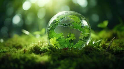 Obraz na płótnie Canvas save the green planet concept with green Earth globe, Earth Day. generative AI