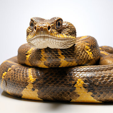 An African Rock Python (Python sebae) coiled and ready.