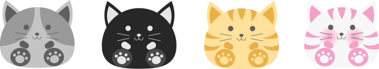 cute cat character set ,animal character vector set 